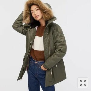 J. Crew Perfect Parka with Faux Fur Hood TL